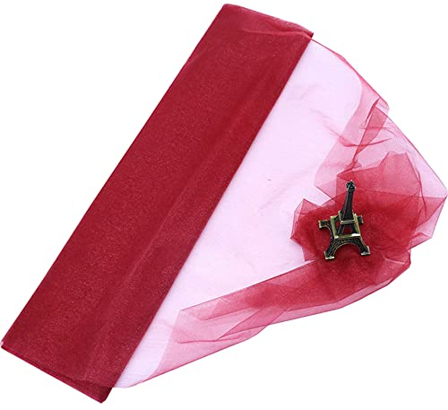 Organza Dekostoff 48cm x 10m, zum Nähen Brautschleiern,Petticoats,Röcken,Organzastoff Dekoband für Hochzeit Party Bankett Deko Tischläufer Geschenk-Schleife DIY Handwerk Weihnachten Deko,Weinrot