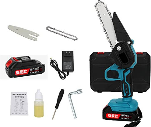 Mini Motosierra, 6-in Motosierra Eléctrica Sin Cable, Motosierra Batería Portátil de Mano Adecuada para Poda de árboles Corte de Madera (Size : 1*Battery)