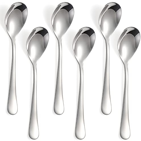 Teelöffel Edelstahl 6 Stück Teaspoons Kaffeelöffel Espressolöffel Löffel für Joghurt Pudding Obstdessert (No.4)