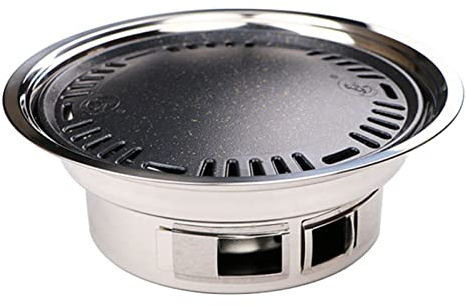 Barbacoa coreana Antiadherente Barbacoa redonda Parrilla Parrilla de piedra médica Parrilla para asar al aire libre en interiores 35 cm Camping, mochilero, picnics, fiestas, parques y barbacoa en la p