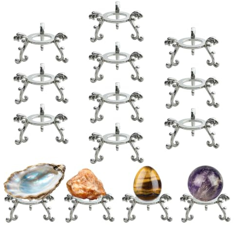 OmyLens 10Pcs Silver Crystal Ball Stand for Displaying Crystal Glass and Natural Rocks, Sphere Display Holder, for 40mm-80mm Sphere or Stone