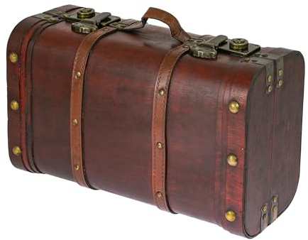 HMF 6412-140 Schatztruhe aus Holz, Vintage Koffer | 40 x 23,5 x 16,5 cm | Groß | Peru