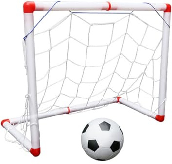Yardwe Mini Portería de Fútbol Infantil 56cm, Juego de 1 Set | PVC, Incluye Balón E Inflador, Caja de Color en Inglés, Portátil y Ligera
