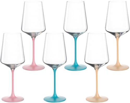 LEONARDO HOME Brera Kelchglas, 6er Set, spülmaschinenfeste Kelchgläser, hochwertige & moderne Weingläser, modische & bunte Cocktailgläser, 400 ml, 046981