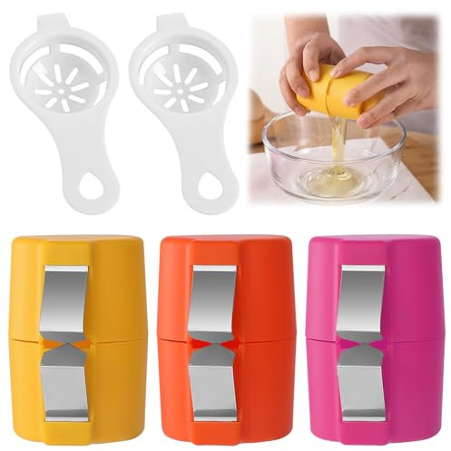 GTNCE 3 Pcs Egg Shell Opener, Egg Cracker Tool, Egg Peeler with 2 Egg Yolk Separator, Handheld Egg Cutting Tool, No Mess Easy Egg Opener, Stainless Steel Egg Opener Tool for Cooking and Baking