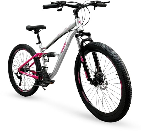 IBK Bicicletta Ragazza Mountain Bike Bici MTB 26'' Pollici BIAMMORTIZZATA Ragazza Cambio 21 Velocità Freni a Disco