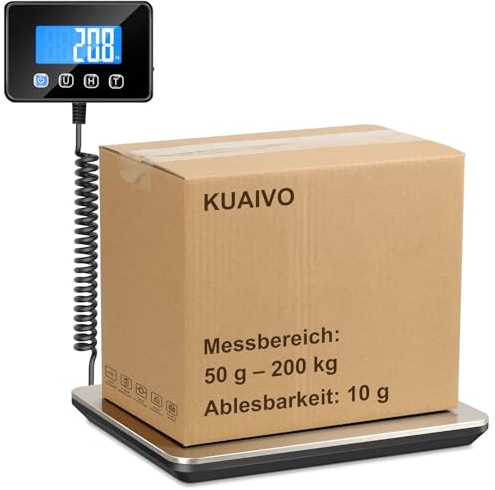Postal Scales, 200kg/10g High Precision LCD Display Parcel Scales, Parcel Weighing Scales with Hold and Tare Function for Luggage, Package, Warehouse, 2 AAA Batteries and Charging Cable Included