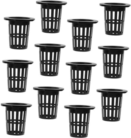 Toddmomy 50 Cestini Idroponici per Semina Senza Terra, Retine per Coltivazione e Crescita Piante Idroponiche in Plastica Nera per Giardino Indoor Ed Outdoor