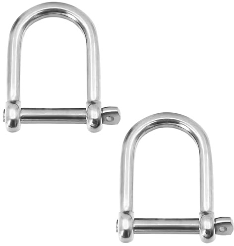 Laorde Marine Grade 316 Stainless Steel Wide D Shackle, 1/2, 3/8, 5/16, 1/4, Clevis Anchor Shackle for Boat, Sailboat, Chain, Rigging Clasp (3/8 inch 2 Pack)