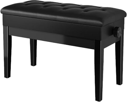 Clevich Piano Stool,Height Adjustable Bench with Storage, Heavy Duty PU Leather Keyboard Bench,Multi-Purpose Dressing Table Stool (Black, 150kg Capacity, 72x33x48-58cm)