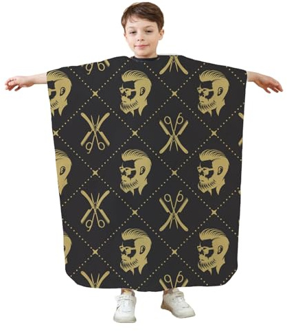 GlamRays Profi Haarschneideumhang avec brosse pour le cou 120x140cm Imperméable à bouton-pression réglable Ensemble de cape de coiffure pour hommes, femmes et enfants