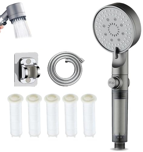 Soffione doccia portatile ad alta pressione con 5 modalità di lavaggio integrato, soffione doccia filtrato KYD's Choice per acqua dura, migliora la tua esperienza di doccia