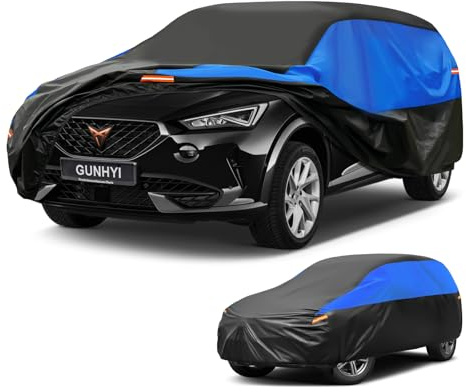 Funda Impermeable y Transpirable Gunhyi para Coche, Lona para Seat Formentor Cupra Formentor, Funda para Coche Negra y Azul, Lona Completa para Garaje Que Protege de la Lluvia, el Sol y el Polvo.