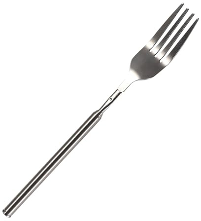 NOENNULL Menygaffel i Rostfritt Stål, BBQ-teleskopgaffel, Utdragbar Middag, Frukt, Efterrätt, Gaffel med Långa Handtag, Bestick