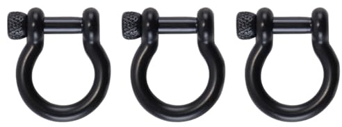 RIVEN 3 Pcs 304 Stainless Steel Shackle U-shaped Snap Hook with Knurled Pin Black Quick Link M5 for DIY Bracelet Paracord Gear