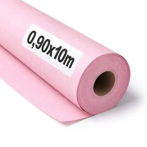 OFITURIA kraftpapper rosa pastell – rulle 0,90 × 10 m – 3 rullar – presentpapper och förpackningspapper – pysselpapper för gör-det-själv, dekoration och mönster – slitstark och lätt att skära till