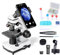 Microscope for Students and Kids, 100-2000x Magnification Powerful Biological Educational Microscopes with Operation Accessories(10p), Slides Set(15p), Phone Adapter, Wire Shutter & Backpack