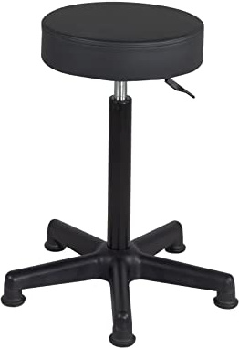 KAYELLES Tabouret de Travail Caisse comptoir sans Dossier, siège Rond Simili Cuir rembourré, pivotant 360°, Hauteur réglable de 61 à 81 cm YÉ+ (Noir)