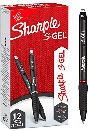 Sharpie S-Gel | Gel Pens | Medium Point (0.7mm) | Red Ink | 12 Count