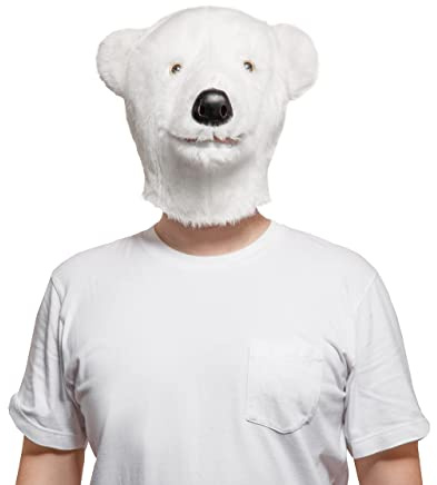 CreepyParty Maschera da Orso Polare per Animale in Lattice con Testa Intera Realistica per Carnevale Feste di Compleanno