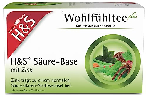 H&S Säure-Basen-Tee mit Zink: Basischer Kräutertee mit Grüntee und Zinkzusatz, 20 x 2,0 g