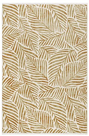 Wecon Home Moderner Esprit Kurzflor Teppich für Wohnzimmer, Schlafzimmer und Kinderzimmer - Victoria (80 x 150 cm, Gold meliert)