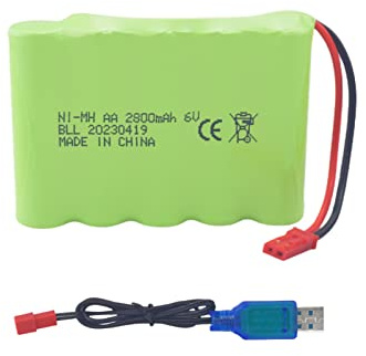 1PCS 6.0V 2800mAh AA Akku mit JST-2P Stecker und USB Ladekabel passend für den neuen Huina 540 Dump 520 RC Bulldozer und 510 Bagger 540 RC Spielzeug Fernbedienung Auto