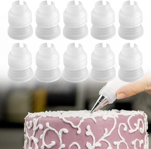 LUTQ 10 Pack Piping Bag Couplers for Icing Nozzles, Small Couplers for Piping Bags, Transparent