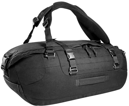 Tasmanian Tiger TT Duffel 45 L Taktische Reise-Tasche Duffel Bag für Herren mit Rucksack-Funktion und Molle-System, abschließbar, 45l Volumen, Schwarz