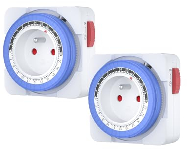 TESSAN Mechanischer 24 Stunden Zeitschaltuhr Steckdose, 3680W Mechanische Zeitschaltuhr Steckdose, 96 Segment Timer Analog, 15 Minuten Intervall, Tageszyklus Aussenbereich