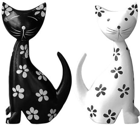 Escultura de gato de madera, adorno de animales de madera natural, figura de gato para decoración del hogar, adorno de animales de madera natural, estatua de gato moderna para amantes de los gatos,