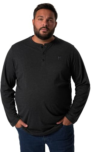 Men Plus Herren große Größen Übergrößen Menswear L-8XL Henley, Basic, Langarm, Rundhals schwarz 7XL 836383100-7XL