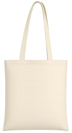 Bolsas de Tela con Asa Extra larga y Bolsillo interior. Reutilizable y Resistente: 345 g/m². Tote Bag Grande para Pintar Bordar o Sublimar. Bolso Tela Blanco Personalizar. Bolsa Compras. Bolsa tote