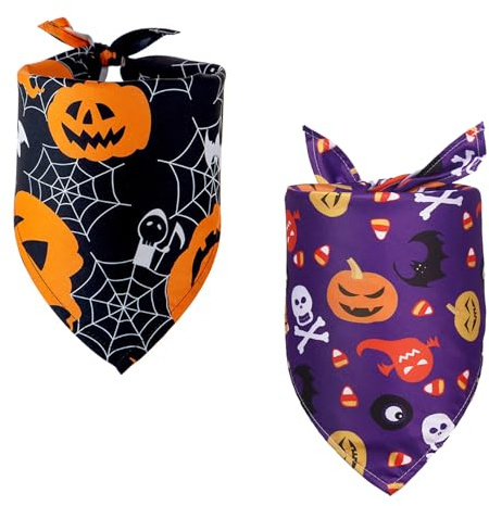 2 PCS Halloween Dog Bandana,Clothing and Accessories for Dogs,Halloween Bandana for Dogs Festival Accessories Pet Halloween's Decorations