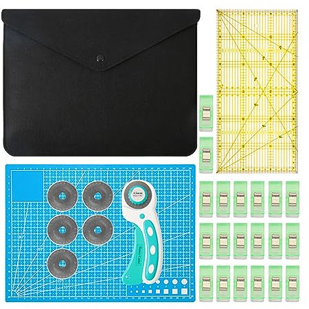 GAOFESA Cortador rotativo giratorio de 45 mm para tela con cerradura incluida, paletas de repuesto adicionales