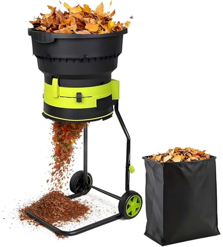 LYNNEYING Biotrituratore da Compost, Cippatore Tritafoglie Elettrico, Apertura Tramoggia 54cm, Senza Lame, Gran Granulometria Regolabile, per Pulizia Rapida, Compostaggio e Taglio(Powercord*40m)