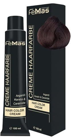 FemMas Tinte para el cabello rubio oscuro Amber Chocolate 6.89 I Crema Tinte para el cabello con aceite de argán, queratina y ceramidas, coloración permanente del cabello o tinte para resultados de