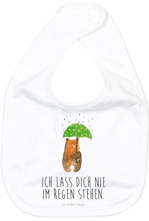 Mr. & Mrs. Panda Organic Babylätzchen Bär Regenschirm - Geschenk, Spucktuch, Klettlätzchen, Babygeschenk, Freunde, Geschenkidee für Babyparty,