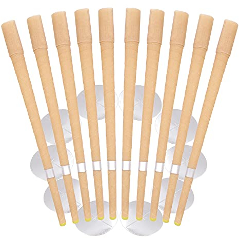 10 Stück Ohrkerzen,Natürliche Ohrenkerzen,Kerzenkegel,Bienenwachs Kerzen Ohrenschmalzentfernung,Organisches Pflanzenmaterial mit 10 Schutzscheiben