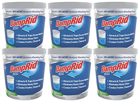 DampRid Refillable Moisture Absorber, 11 oz., 6-Pack - Fresh Scent Moisture Absorbers, 10% More Absorbing Power*, Eliminates Musty Odors for Fresher, Cleaner Air
