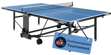 HUDORA Mesa de Ping-Pong Tournament - Mesa de Tenis Resistente para Interiores y Exteriores - Mesa de pimpón Plegable y Resistente a la Intemperie - para mas Comfort de Juego