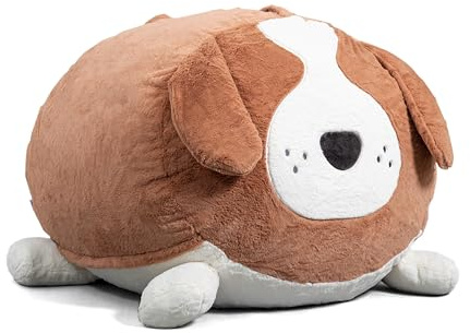 Big Joe Wild Things Foam Filled Animal Bean Bag Chair with Removable Cover, Kenny Canine Snugglepuff, Soft Faux Fur, 4 feet Big