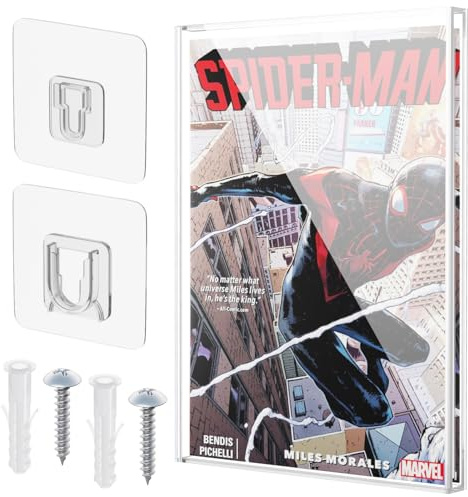 Clear Display Case for Comic Book, Acrylic Comic Book Frame Wall Mount, Collectible Comic Book Storage, UV-Protection Display Comic Book Showcase for Current Silver Age Comic Books (10.6'' x 6.8'')