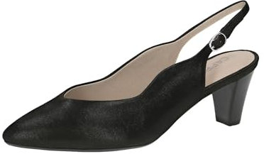 CAPRICE Damen Slingpumps aus Leder Spitz, Schwarz (Black Metallic), 38 EU