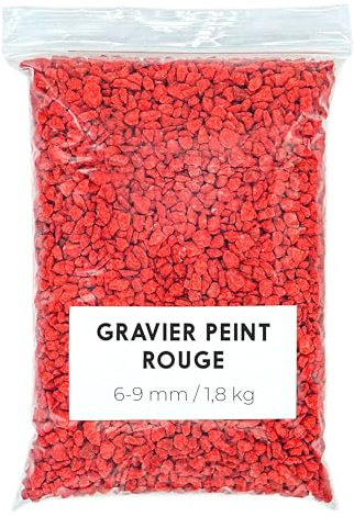 Landare Dekosteine Rot 1,8 Kg - Dekosteine für Vasen - Deko Granulat - Dekokies - Kieselsteine - Dekosteine - Gefärbte Steine (6-9 mm) (Rot)