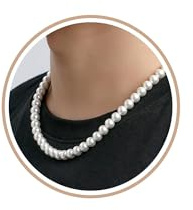 Halora Collier De Perles Blancs Ras Du Cou 55cm Bijoux Hommes Cadeaux 8mm