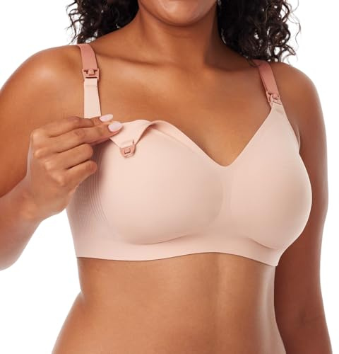 Momcozy Nursing Bras for Breastfeeding, 3.0 Jelly Strip Lift Support Maternity Bra, Seamless Soft Wirefree Pregnancy Bra