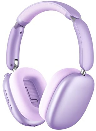Wentronic Active Noise Cancelling Headphones,60H Battery,Wireless Over Ear Bluetooth 5.4 Headset,Breathable Leather Earpads (Purple)