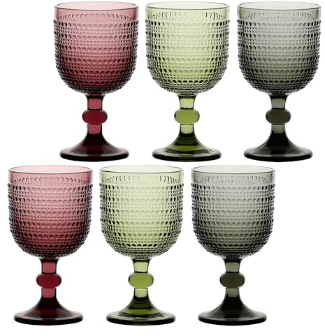 THUN - Set 6 Calici con pallini - vetro - Collezione Tavola - Ø 9 cm - 16,5 cm h