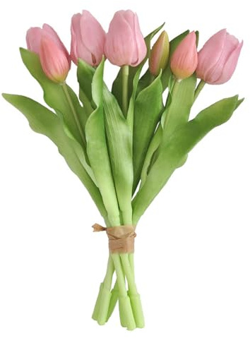 Tulipani Artificiali,7 Pezzi Fiori Artificiali Finti,Fiori Finti di Tulipani,Bouquet di Fioris Fintis,Fioris Artificialis di Tulipanis,Tulipanis Fintis,Decorazione da Giardino,per Matrimonio, Festa